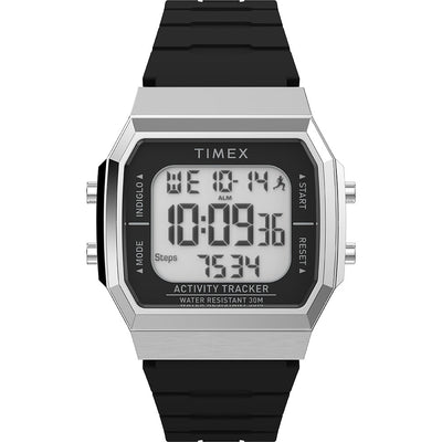 Timex 活动追踪器和步数追踪器 40 毫米银色和黑色手表 TW5M60700