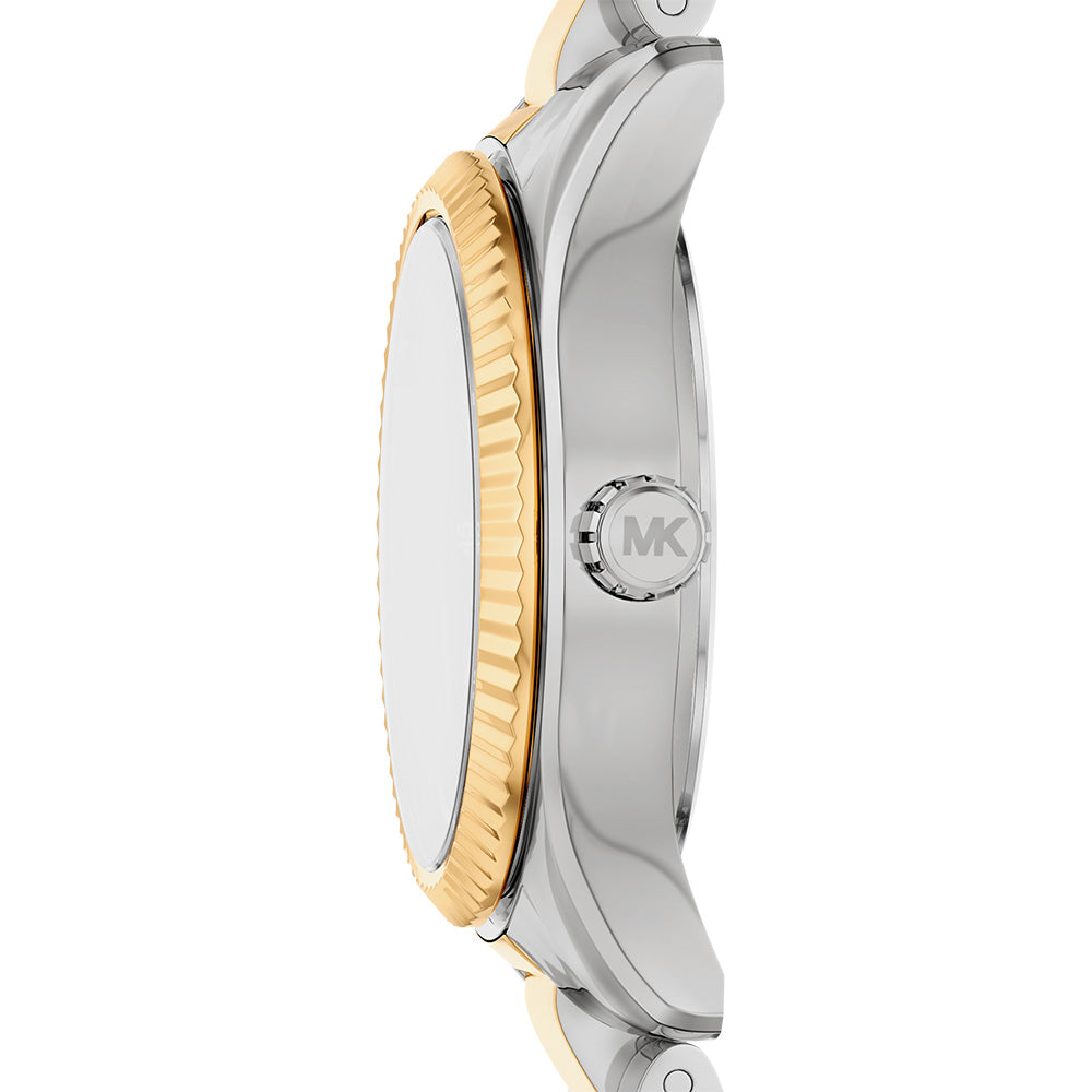 Michael Kors Petite Lexington MK7579 turquoise dial with pave hour markers, alternate view.