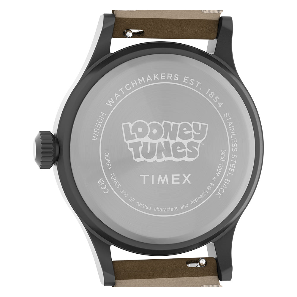 Timex Looney Tunes Road Runner TW2Y99400 dial detail with Road Runner artwork