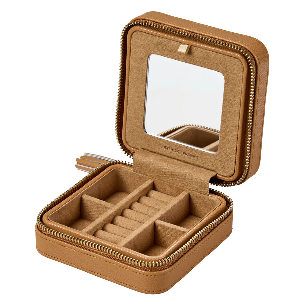 Wolf Lauren Zip Travel Case in caramel recycled vegan leather