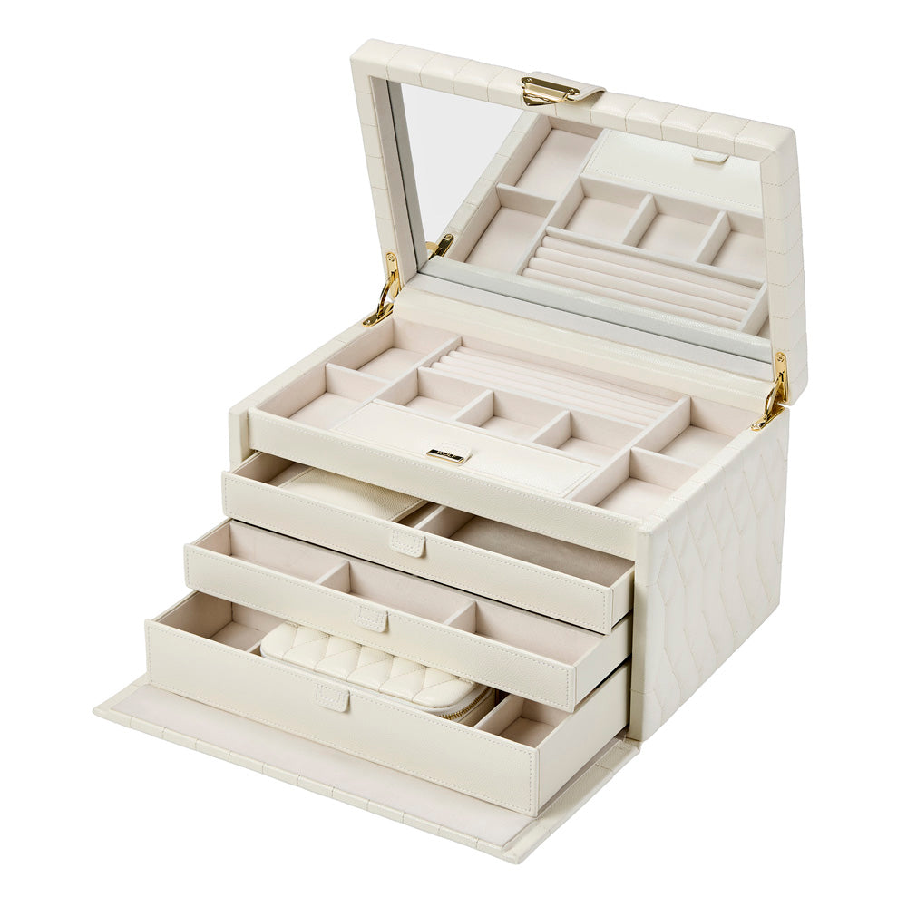 Wolf Lauren Large Jewellery Box in ivory recycled vegan leather