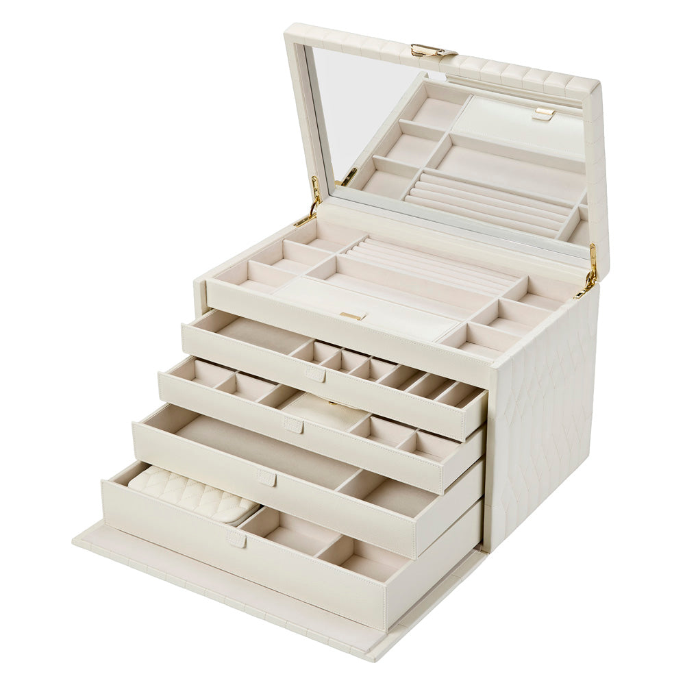 Wolf Lauren Extra Large Jewellery Box in ivory recycled vegan leather