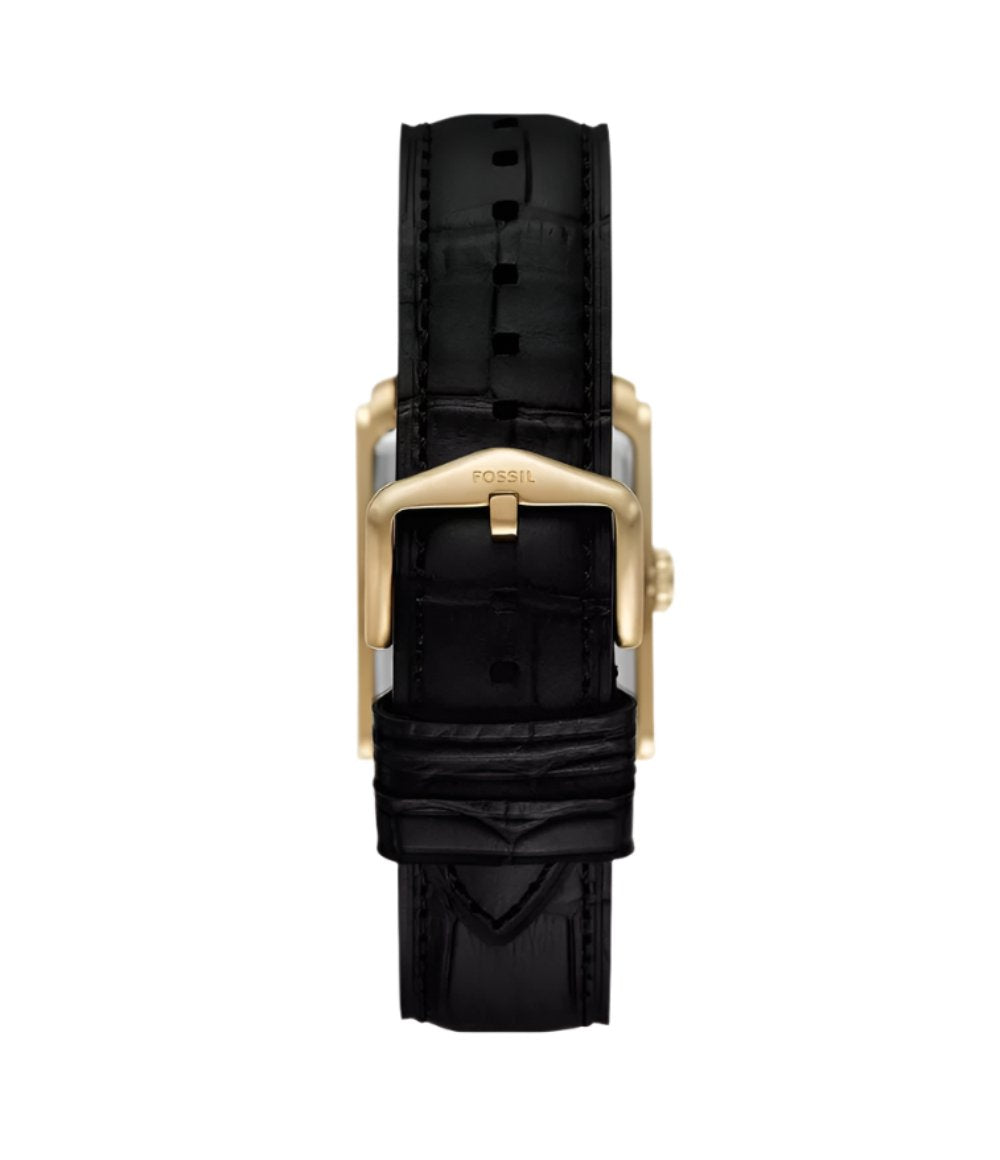 Fossil Carraway Black Croco Leather Black Dial Watch FS6091