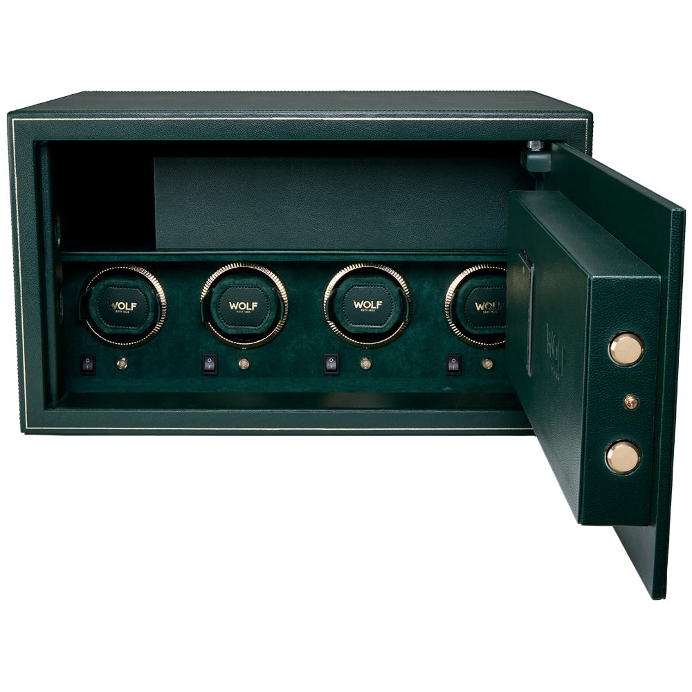 Wolf The Den 4 Piece Watch Winder Safe With Biometric Lock Storage