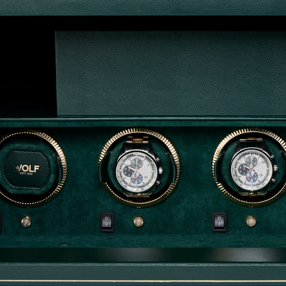 Wolf The Den 4 Piece Watch Winder Safe With Biometric Lock Storage
