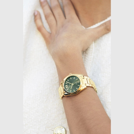 Festina 女士优雅实用绿色表盘手表，配 316L 不锈钢表带 F20640/4