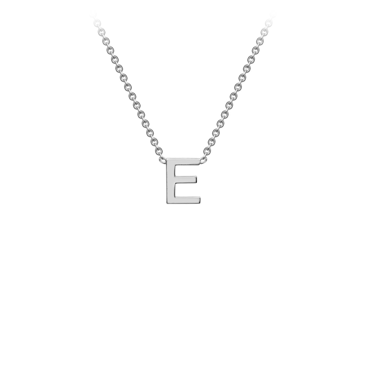 9K White Gold E Initial Necklace Adjustable Personalized Gift 43cm