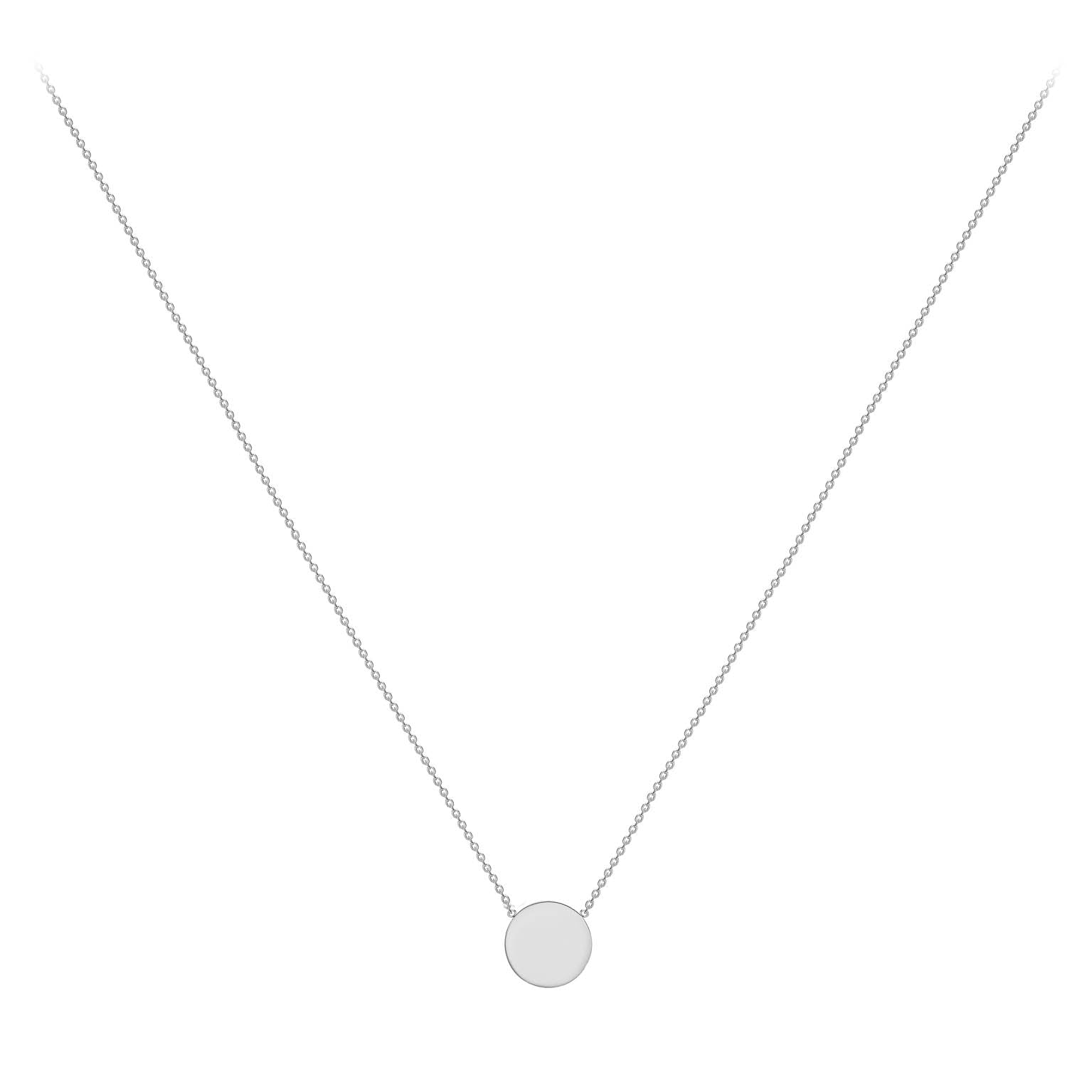 9K White Gold Adjustable Disc Necklace Elegant 41cm to 43cm Chain