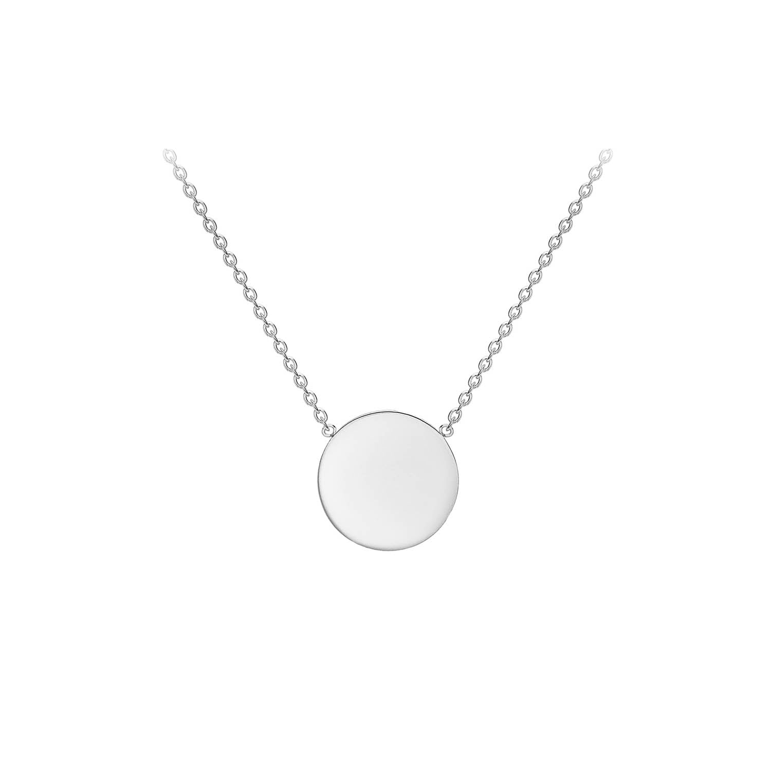 9K White Gold Adjustable Disc Necklace Elegant 41cm to 43cm Chain