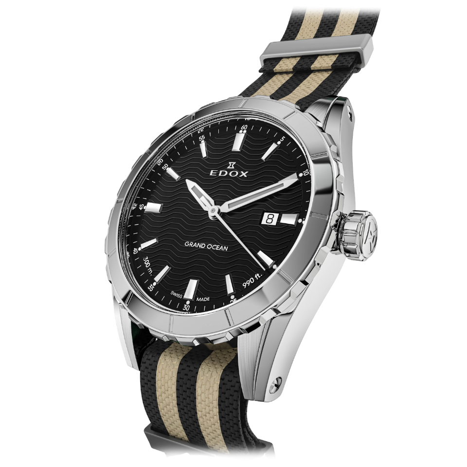 Edox Grand Ocean Black Dial Nato 42mm Watch 531023NAGNNIN