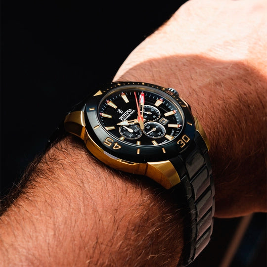Festina 特别版黑色表盘黑色不锈钢表带 316L 男士手表 F20644/1