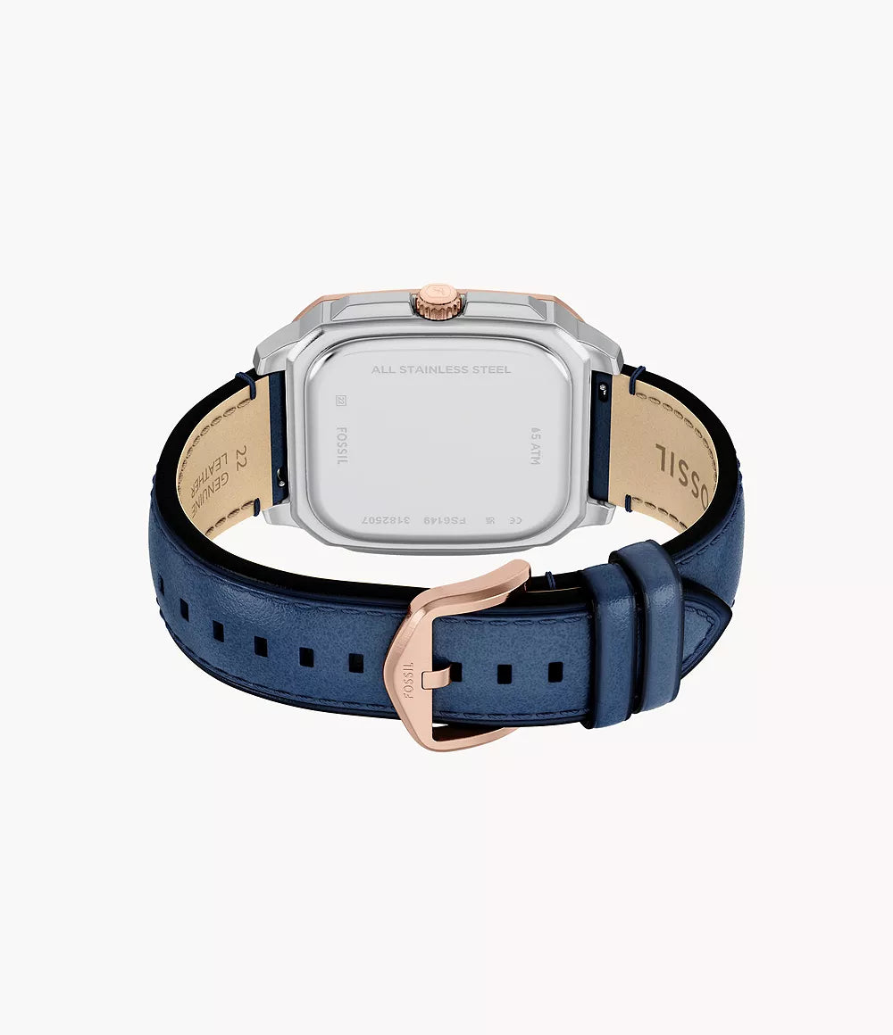 Fossil Crosby Three Hand Blue Leather Watch FS6149