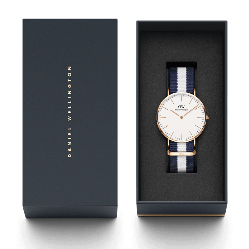 Daniel Wellington 经典格拉斯哥 40 毫米白色表盘腕表 DW00100004