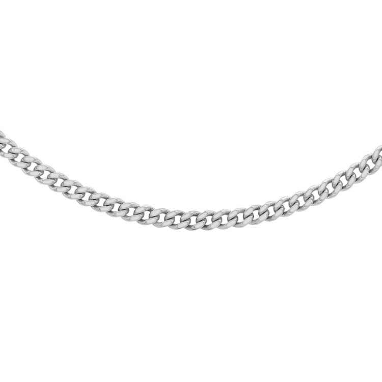 18K White Gold Curb Chain 45cm Unisex Modern Diamond Cut Design