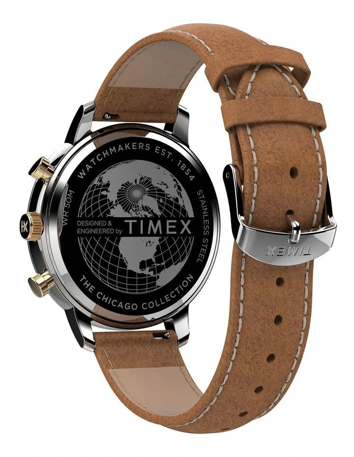 Timex Chicago 棕褐色皮革计时手表 TW2U39000