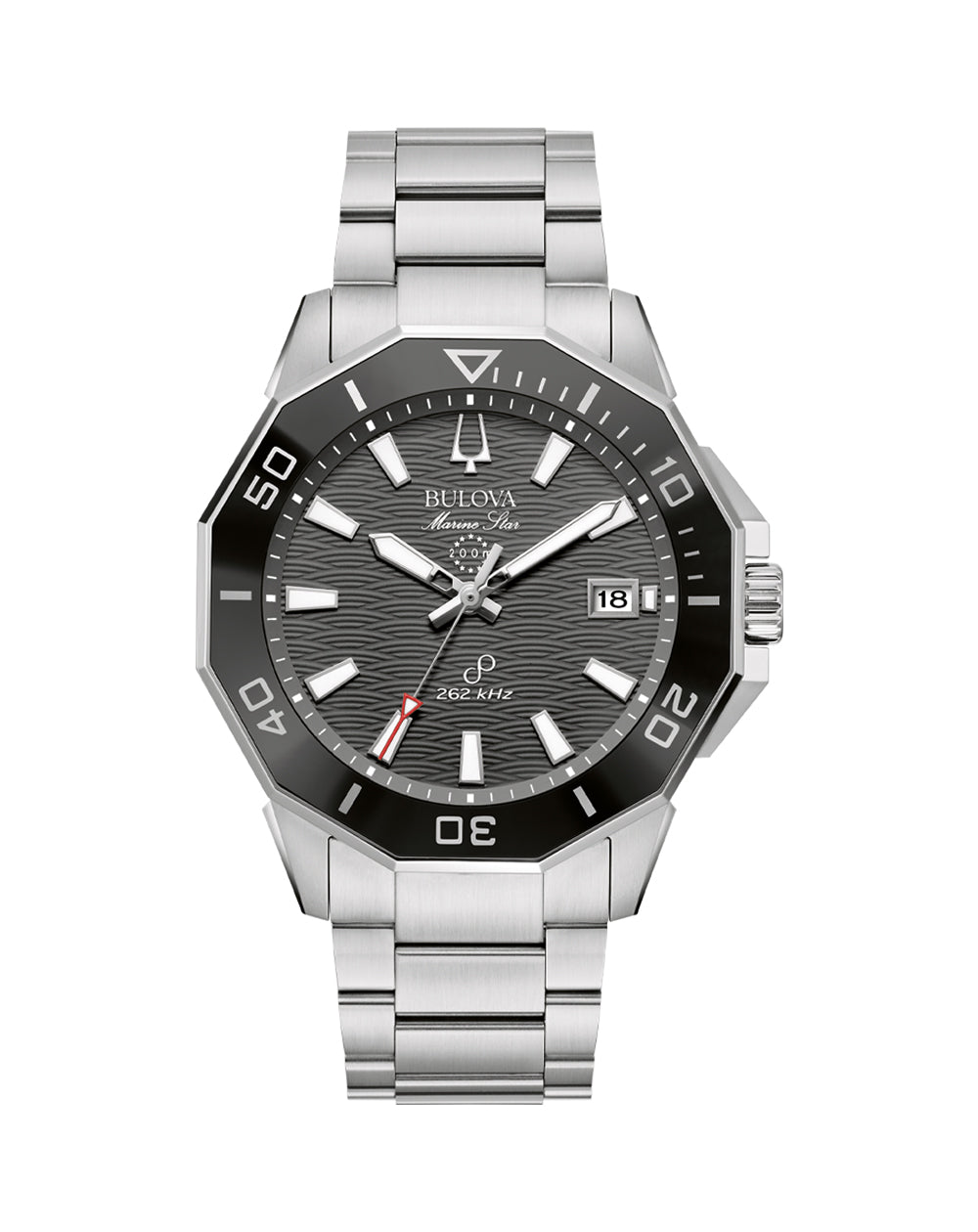 Bulova Marine Star Precisionist Luxury Watch Black Dial Stainless Steel with Sapphire Crystal and 200m Water Resistance 96B434