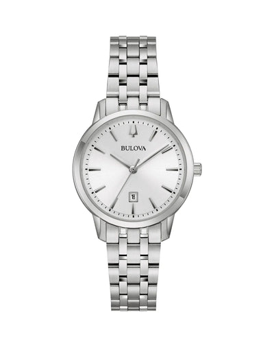 Bulova Ladies Timeless Quartz Watch with Silver Dial and Stainless Steel Bracelet 96M165