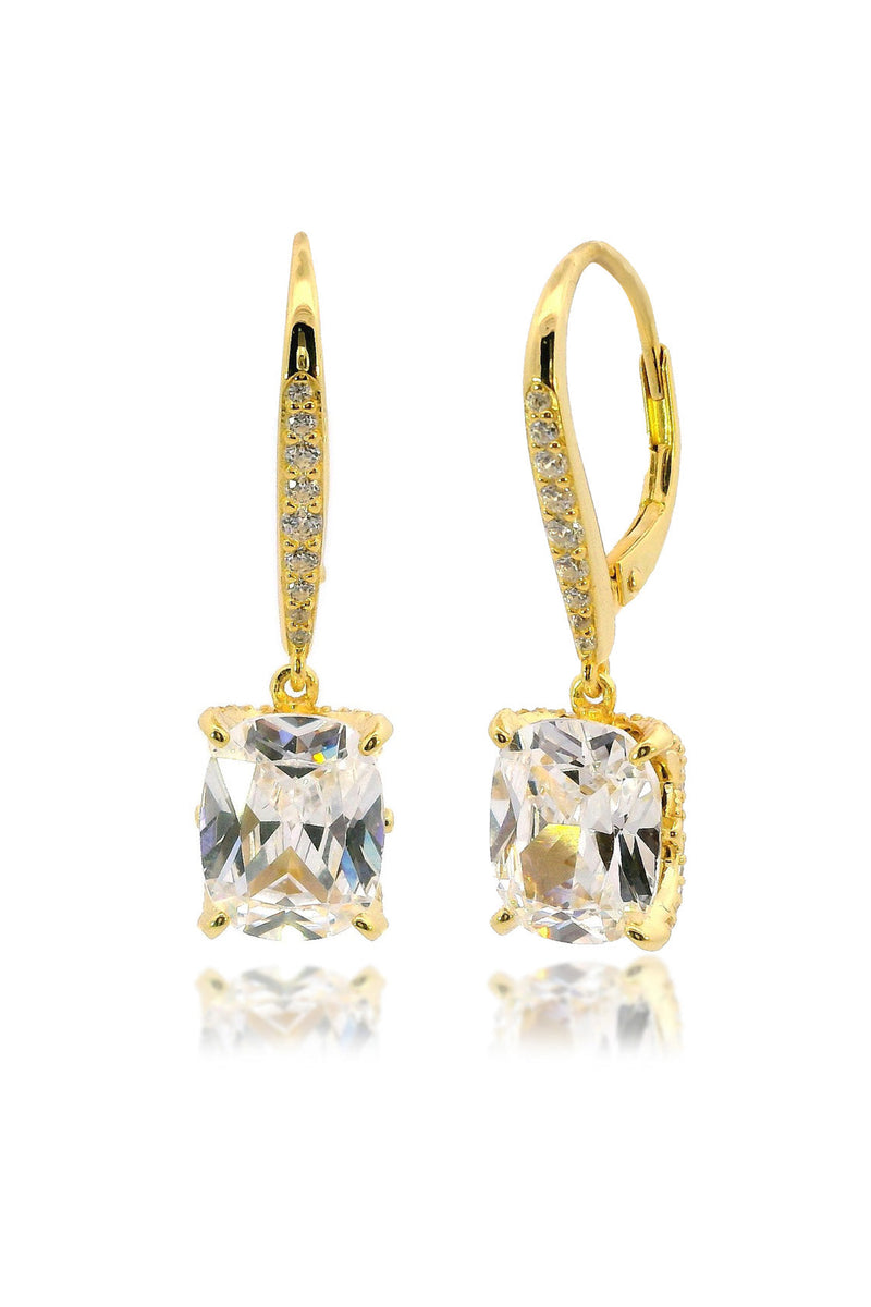 SYDNEY SOIRÉE ELAINE CUSHION CUT DROP EARRINGS GOLD