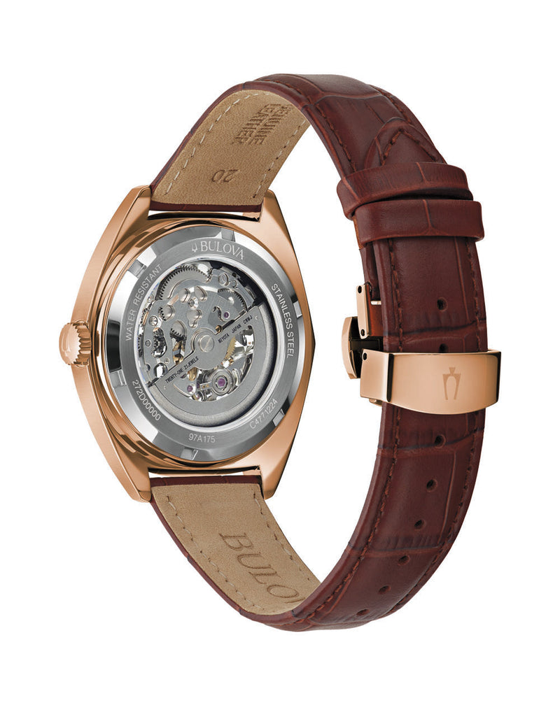 Bulova rose gold watch leather band hotsell