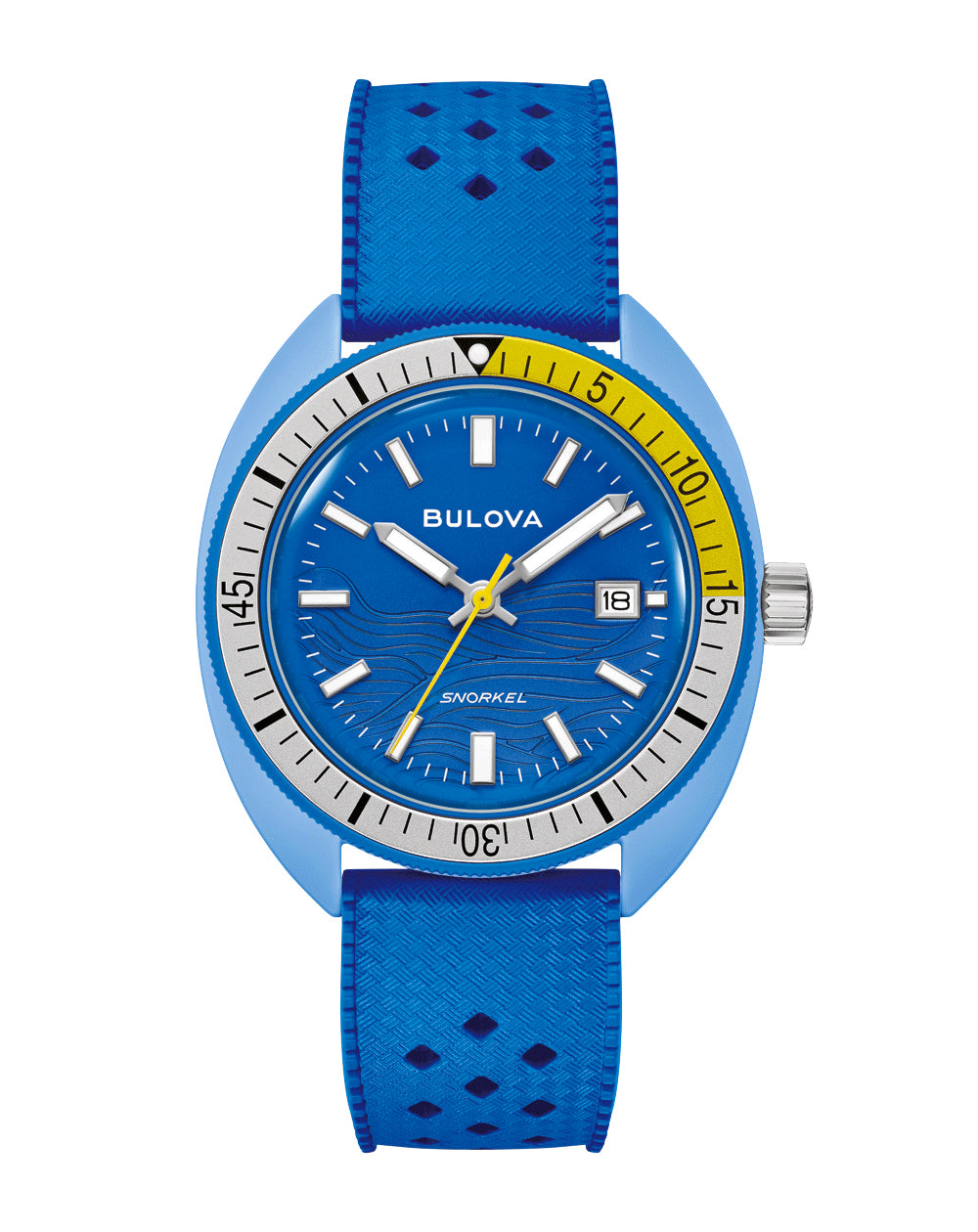 Bulova Snorkel Blue Dial Rubber Strap Watch 98B445