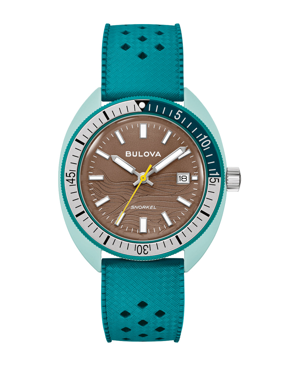 Bulova Snorkel Sea Turtle Brown Dial Rubber Strap Watch 98B446