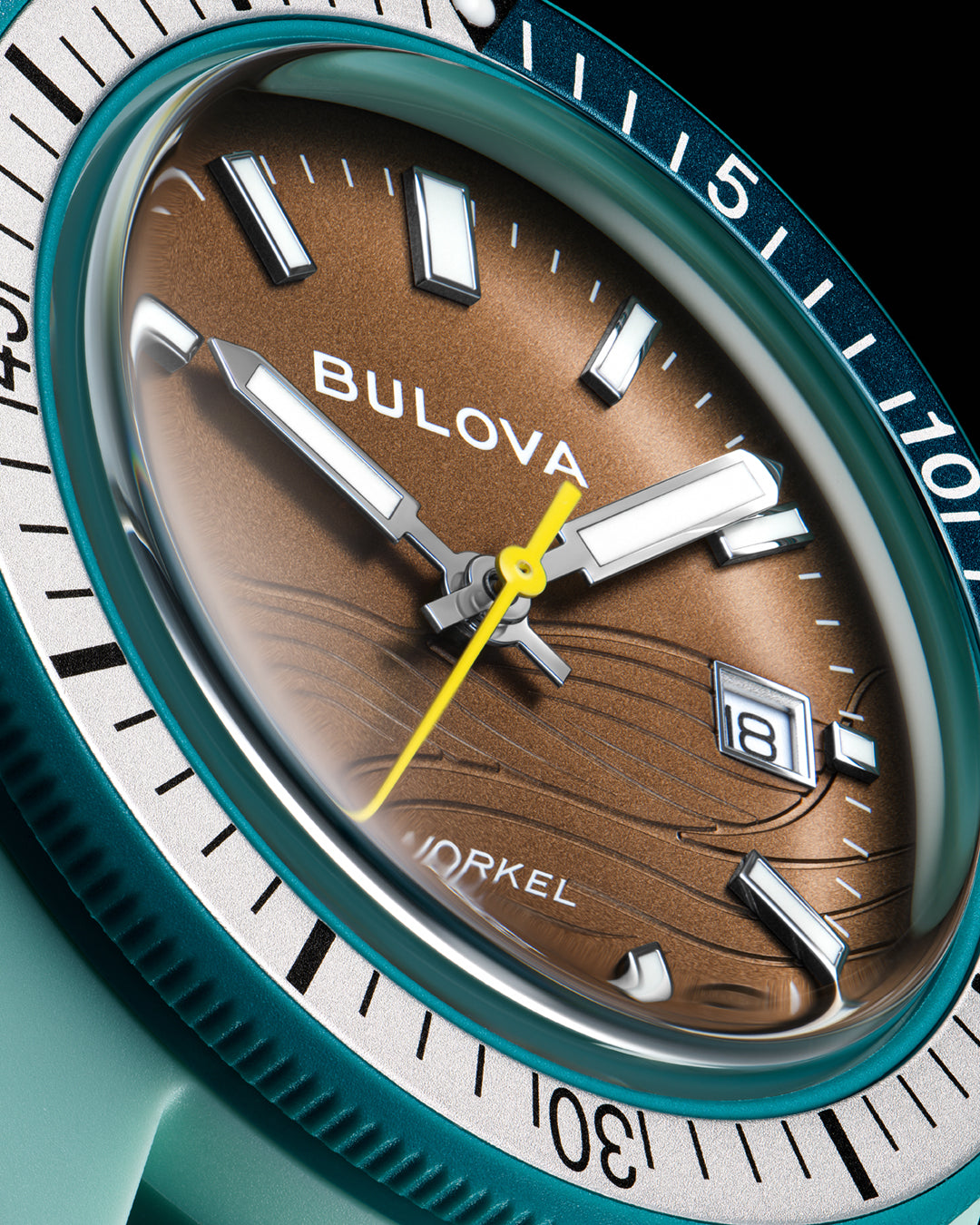 Bulova Snorkel Sea Turtle Brown Dial Rubber Strap Watch 98B446