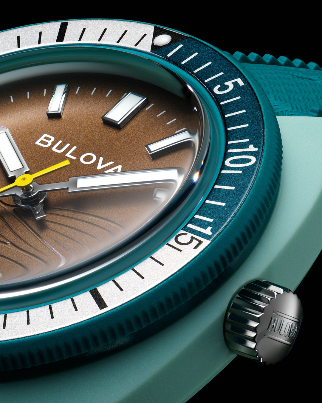 Bulova Snorkel Sea Turtle Brown Dial Rubber Strap Watch 98B446