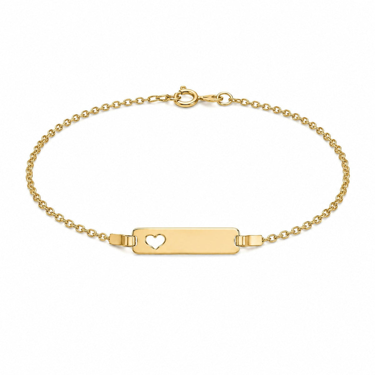 Fine Gold 9K Yellow Gold Heart Cut-Out Baby ID Bracelet 14cm 9YB0183 9YB0183 front packshot
