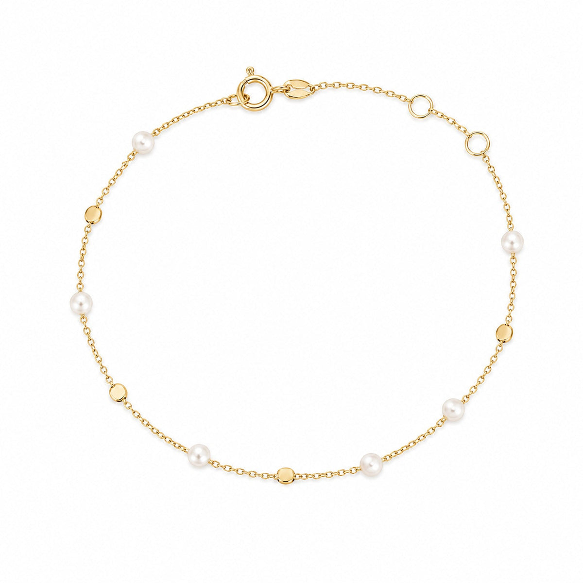 Fine Gold 9K Yellow Gold Ball & Freshwater Pearl Bracelet 19cm 9YB2685 9YB2685 front packshot