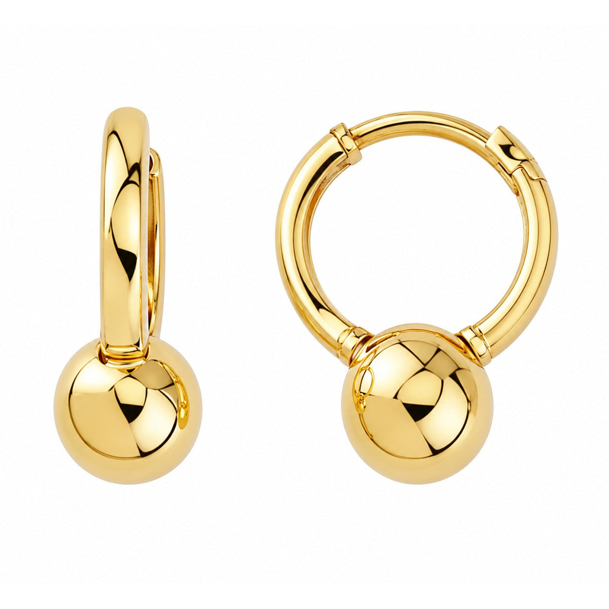 Fine Gold 9K Yellow Gold Ball 9mm Huggie Earrings 9YE3033 9YE3033 front packshot