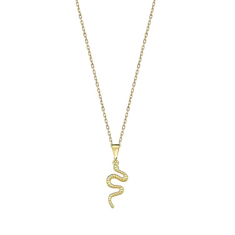 9K Yellow Gold Snake Necklace Elegant Modern Jewelry for Women