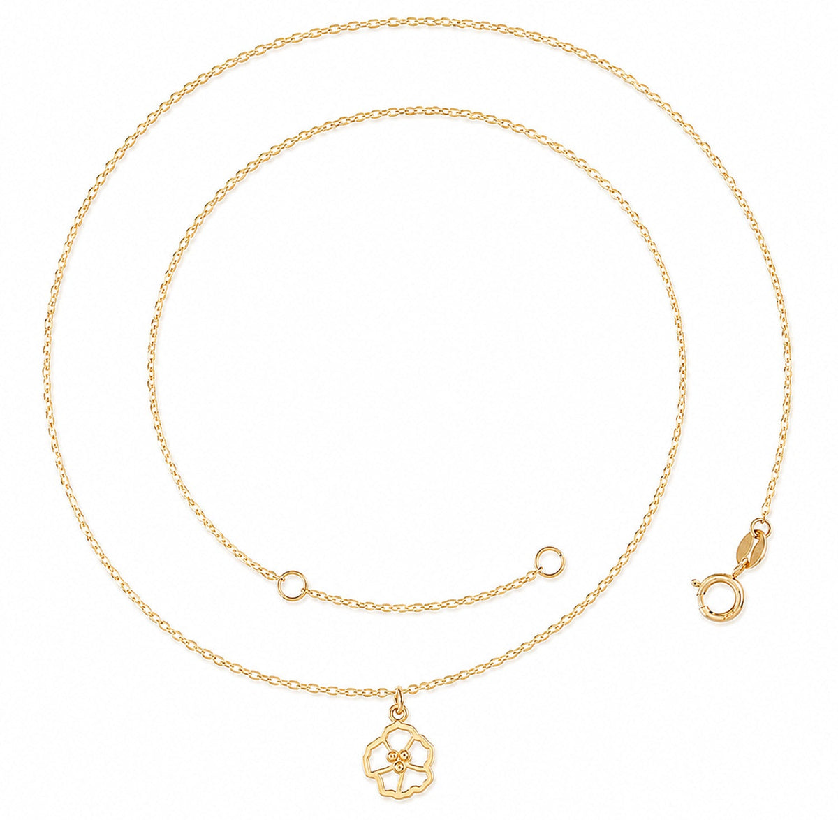 Fine Gold 9K Yellow Gold Mother of Pearl Flower Necklace 45-50cm 9YN0833 9YN0833 front packshot