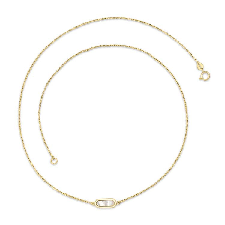 9K Yellow Gold Mother of Pearl Necklace Stylish Contemporary 45cm