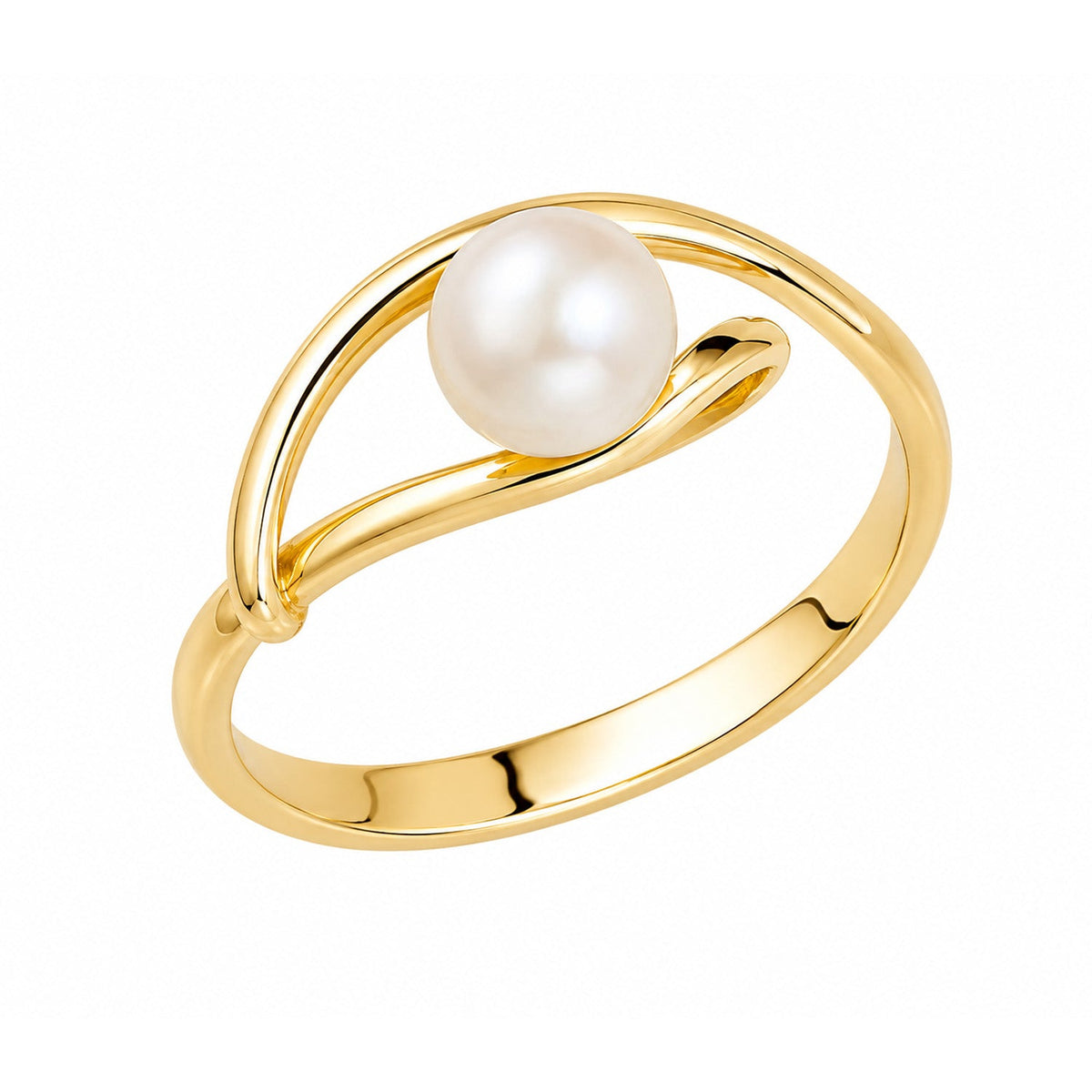 Fine Gold 9K Yellow Gold Freshwater Pearl Eye Ring 9YR0510-L front packshot