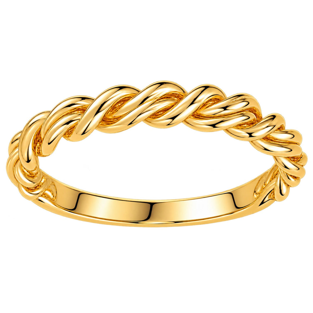 Fine Gold 9K Yellow Gold Twisted Rope Ring 9YR7887-L front packshot