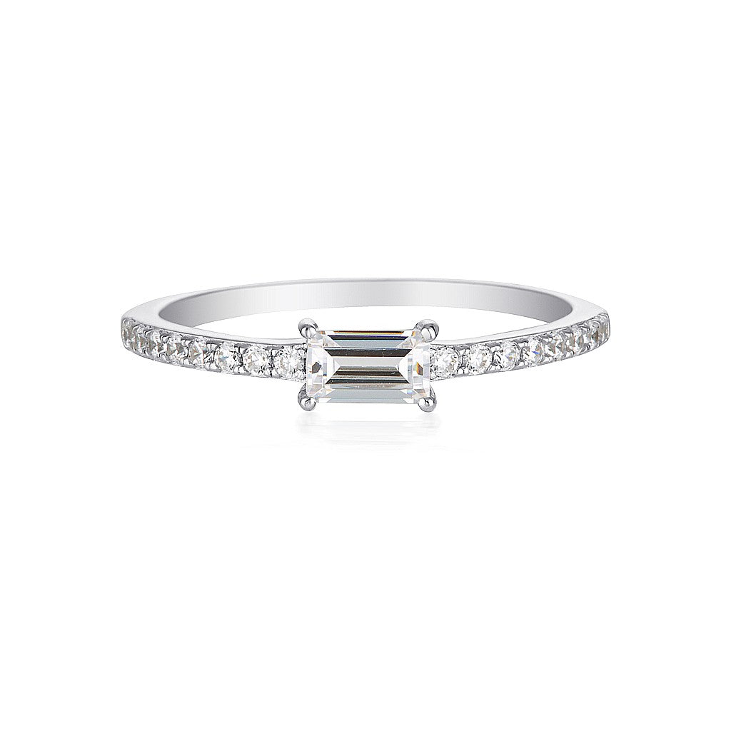 Georgini Mika Baguette Ring Silver Size 6