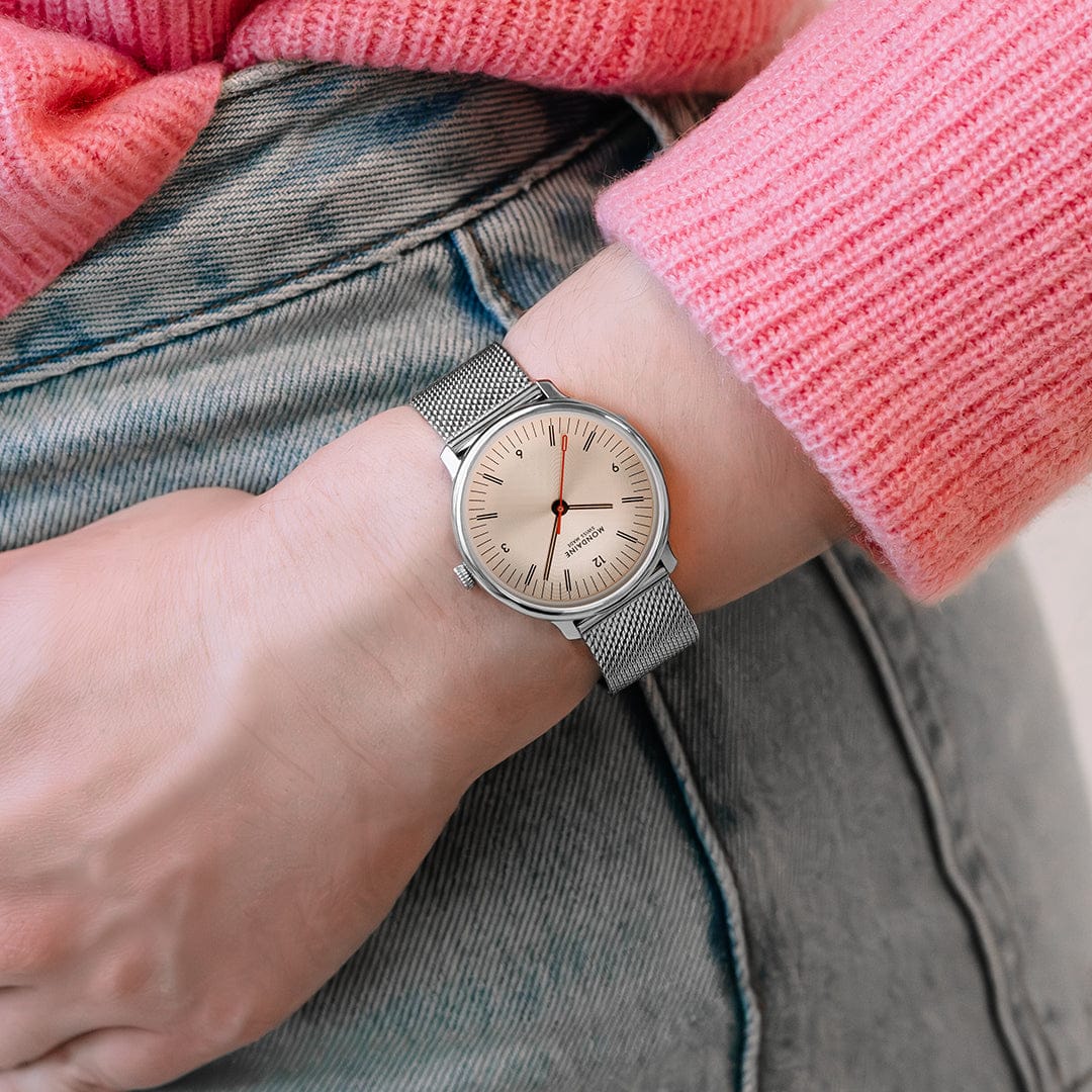 Mondaine Doppio Rose Stainless Steel 33mm Watch MLE.33150.SM