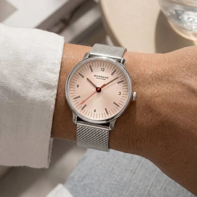 Mondaine Doppio Rose Stainless Steel 33mm Watch MLE.33150.SM