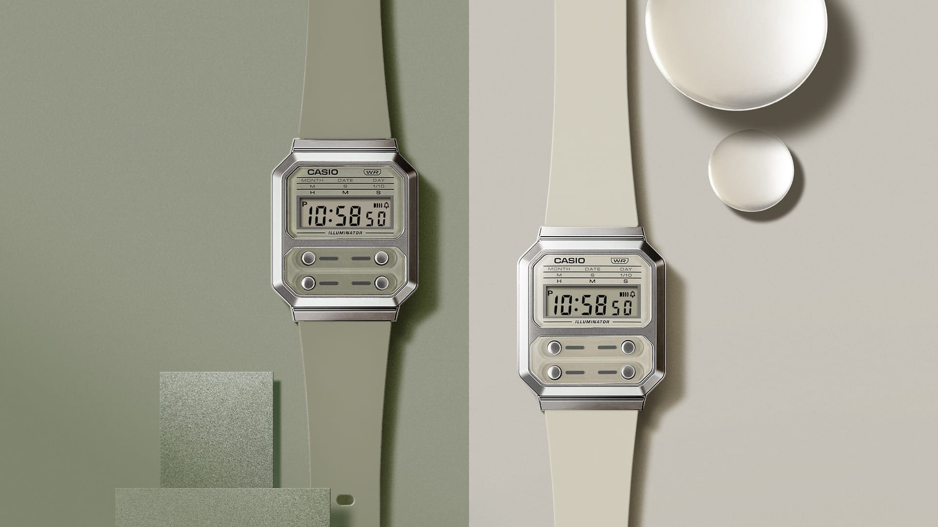 Casio Vintage Green Resin Band Watch A100WEF-3A