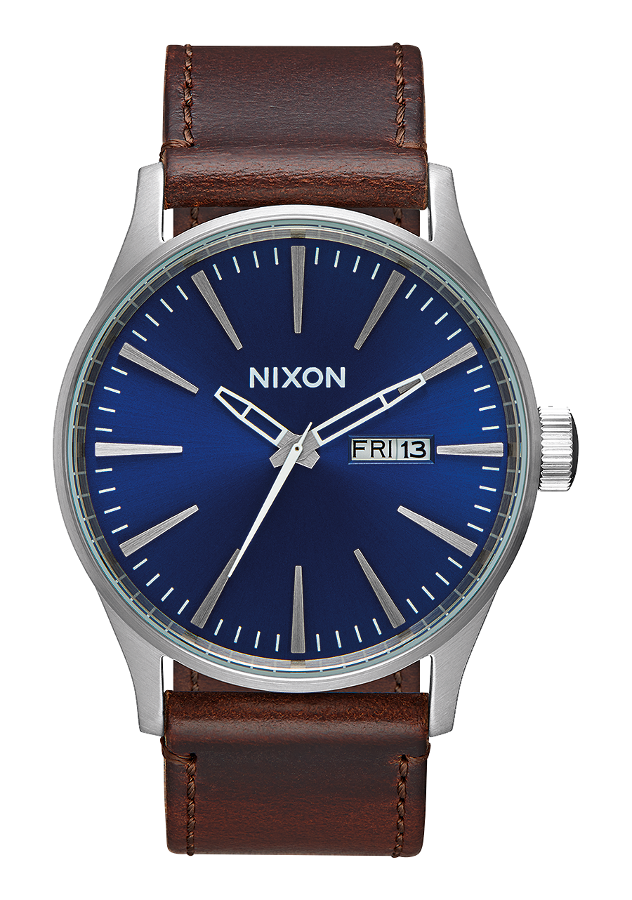 Nixon Sentry Leather Blue / Brown Watch A105-1524-00