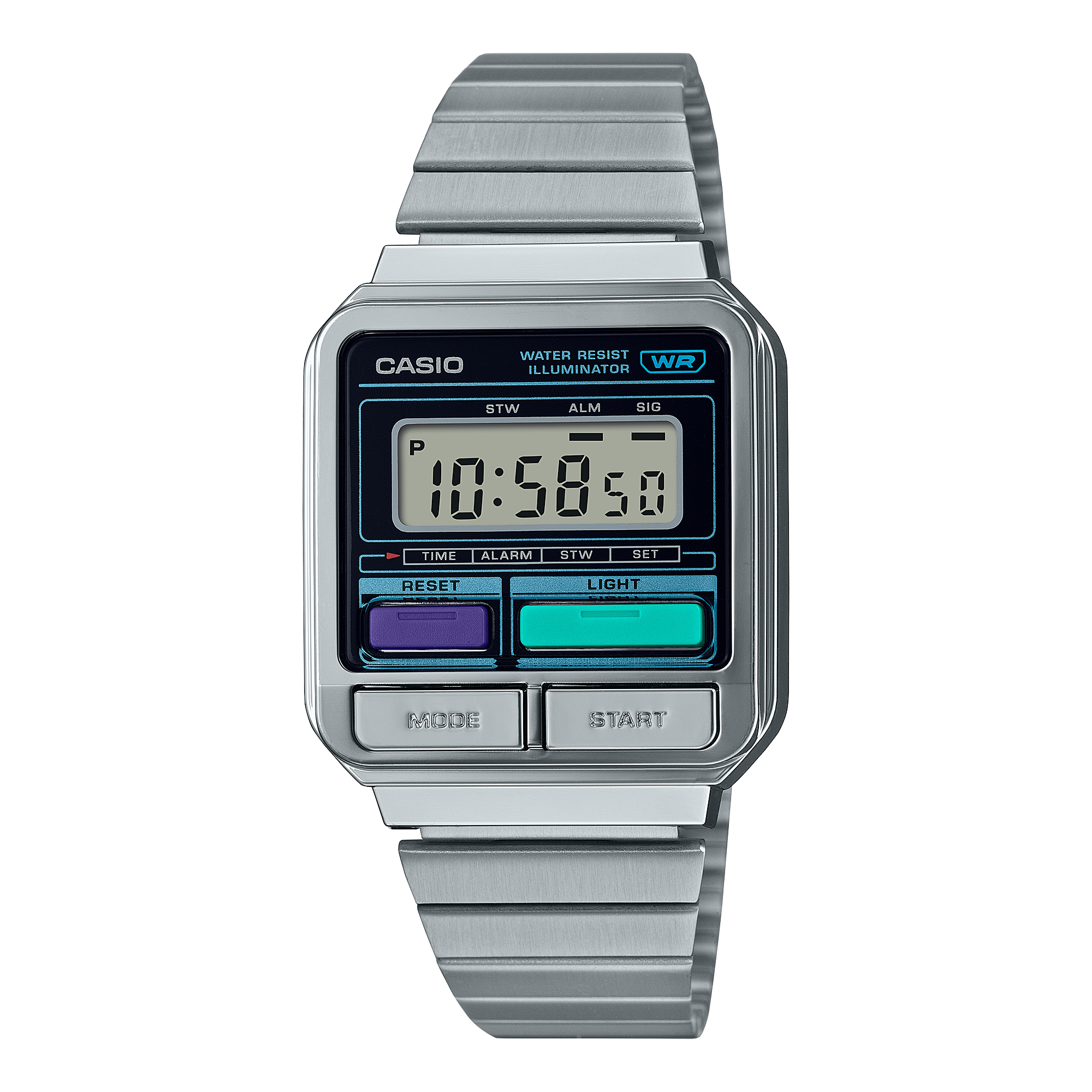 Casio Vintage Digital Silver Stainless Steel Watch A120WE-1A