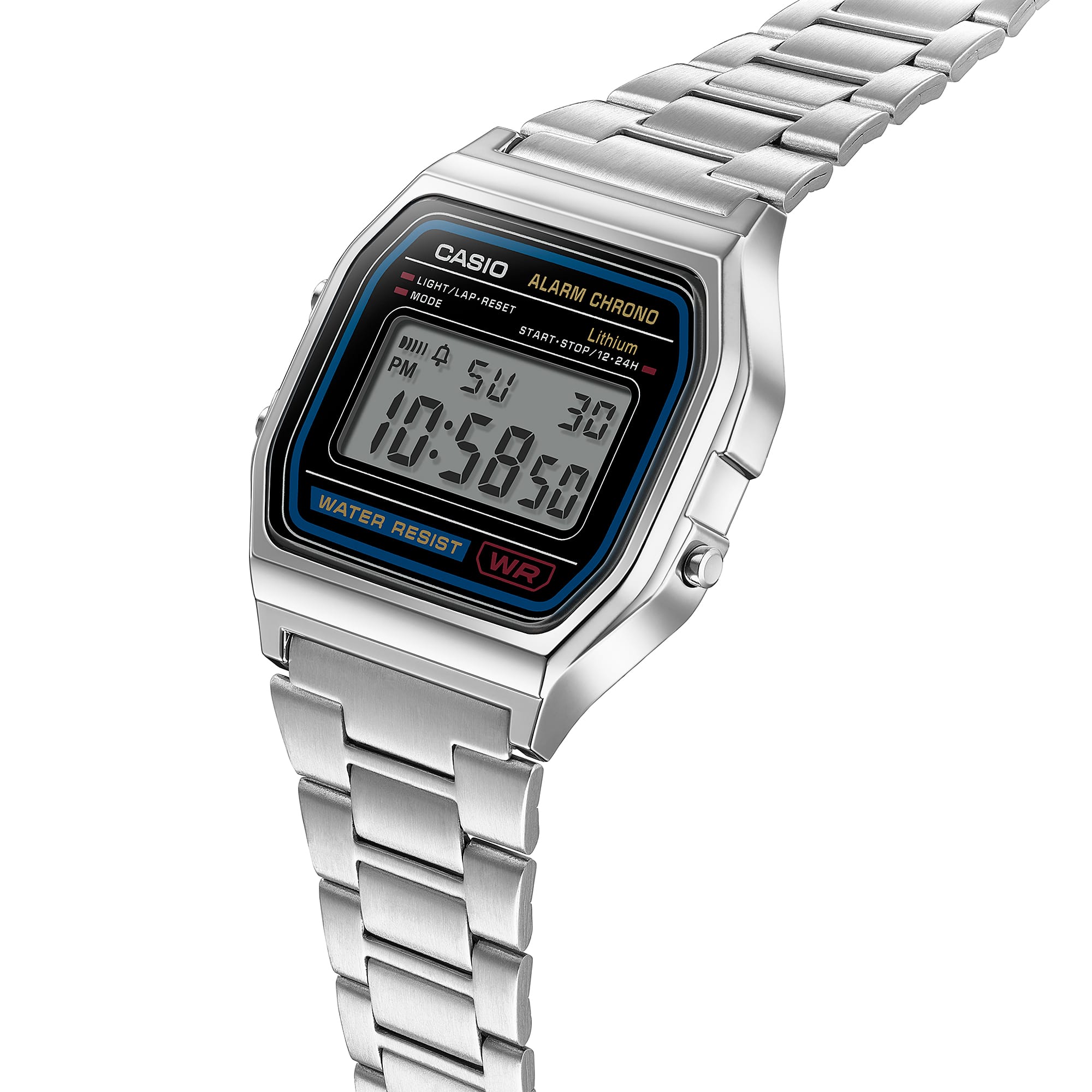 Casio Stainless Steel Digital Silver Dial Watch A158WA-1A