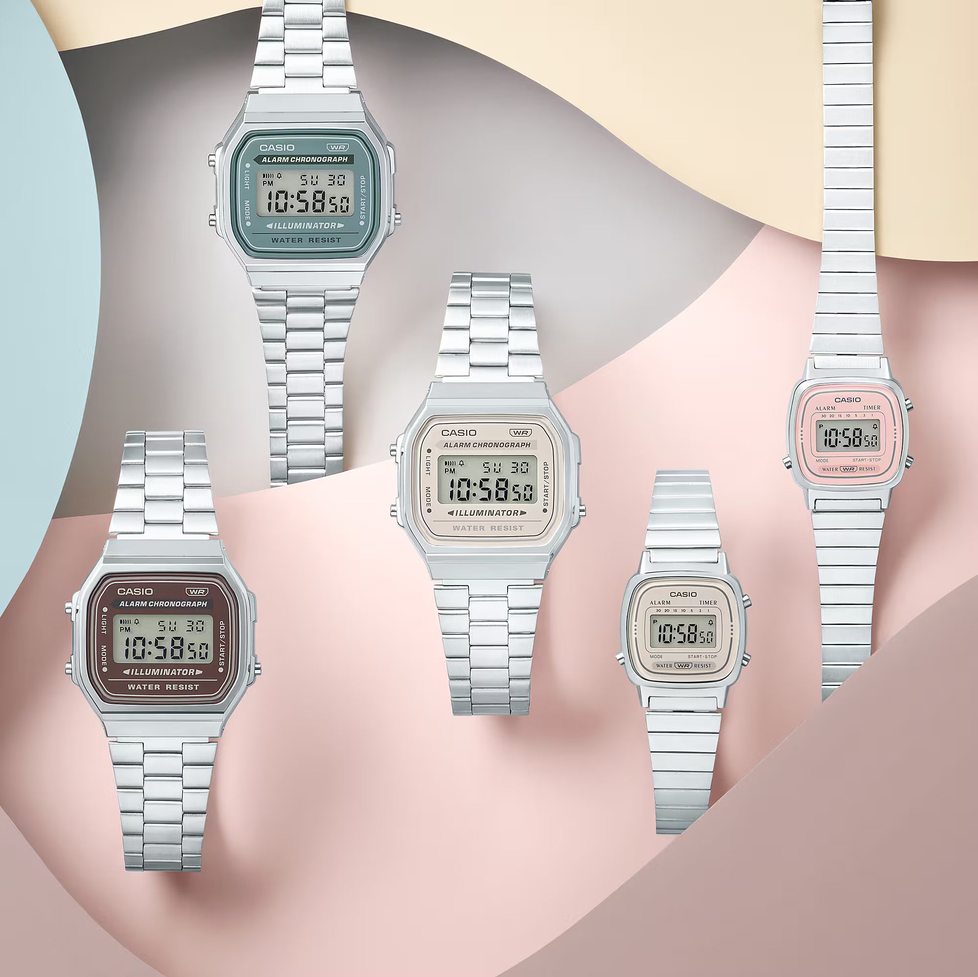 Casio Classic Digital Stainless Steel Green Dial Watch A168WA-3A