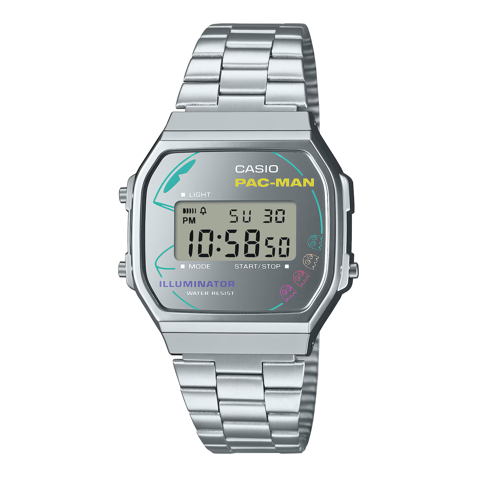 Casio x Pac-Man Collaboration Digital Stainless Steel Watch A168WEPC-7A
