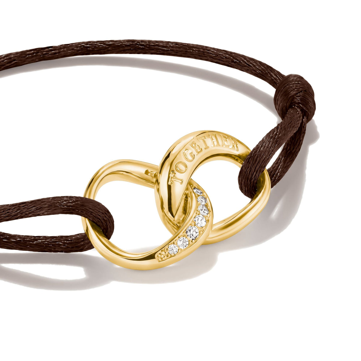 Thomas Sabo Textile bracelet Together brown with zirconia