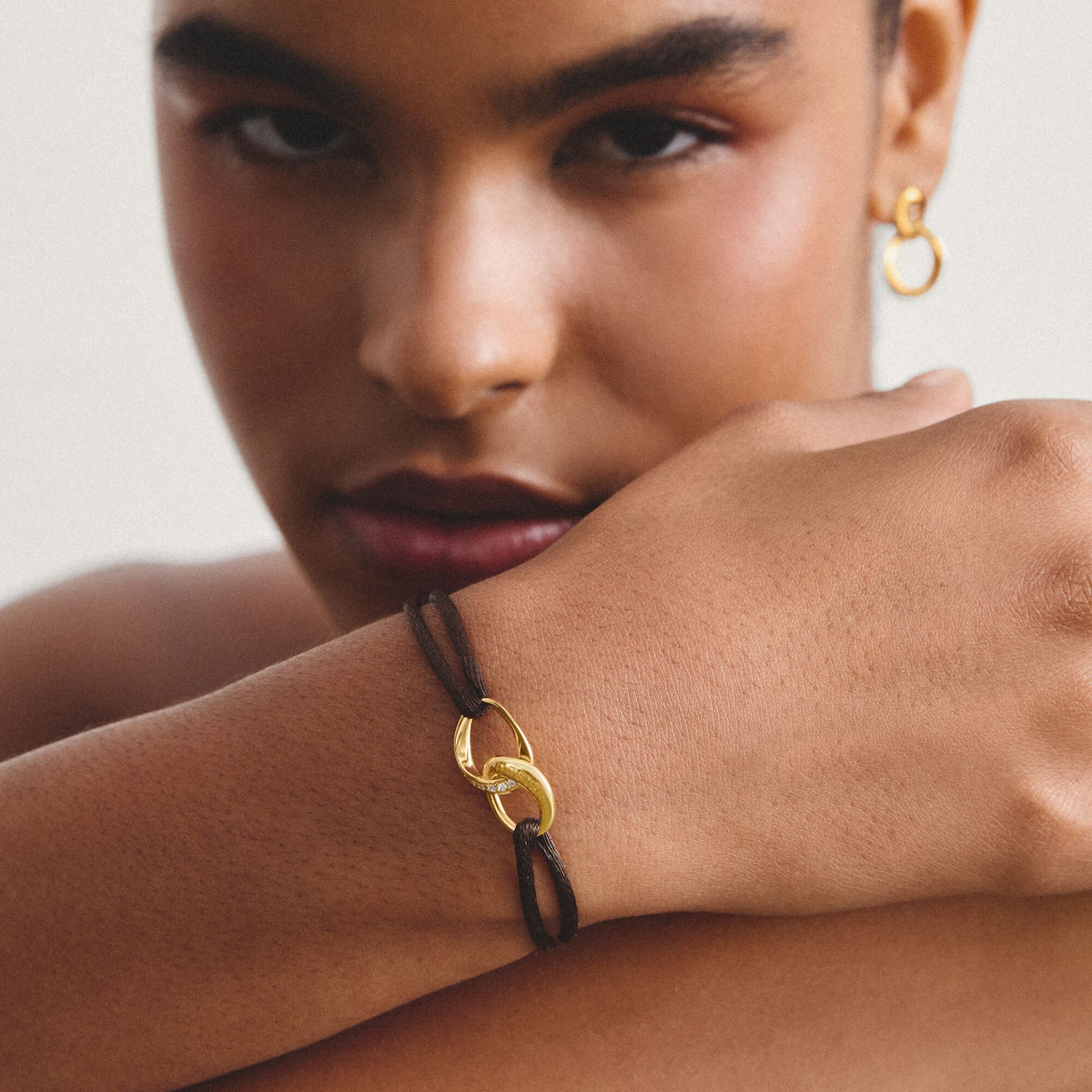 Thomas Sabo Textile bracelet Together brown with zirconia