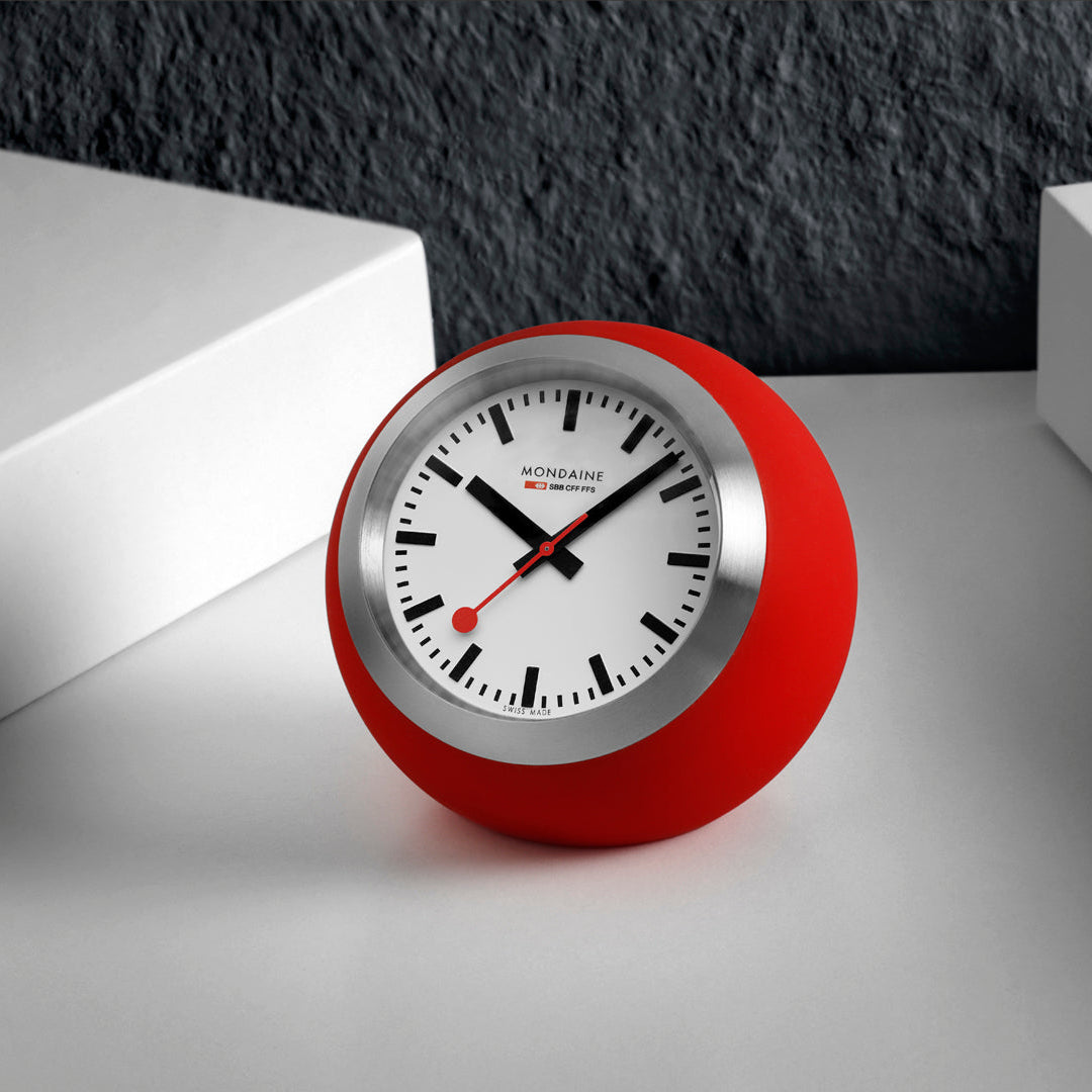 Mondaine Official Swiss Railways Globe Clock 6cm Red A660.30335.16SBP