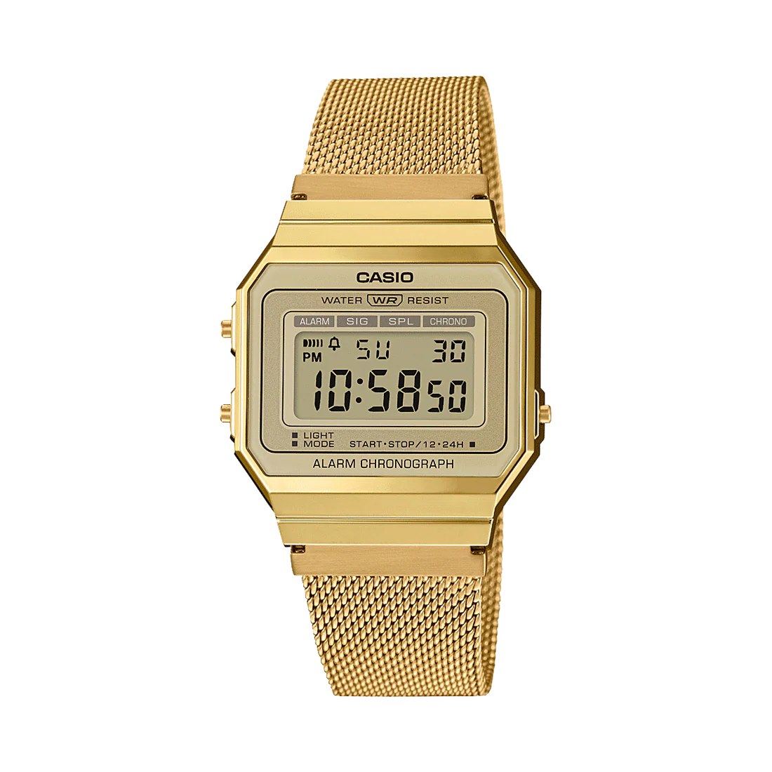 Casio Vintage Gold Stainless Steel Band And Dial Watch A700WMG-9A