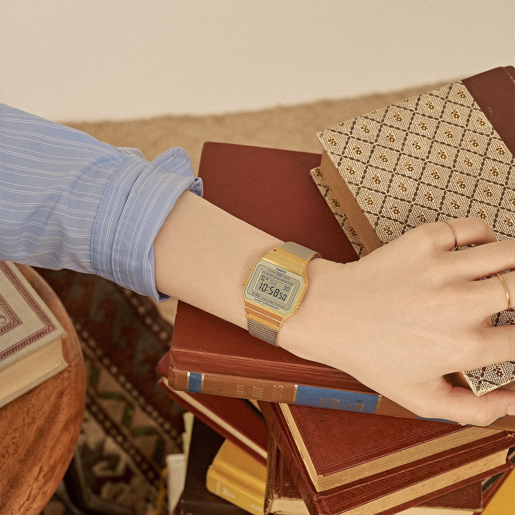 Casio Vintage Gold Stainless Steel Band And Dial Watch A700WMG-9A