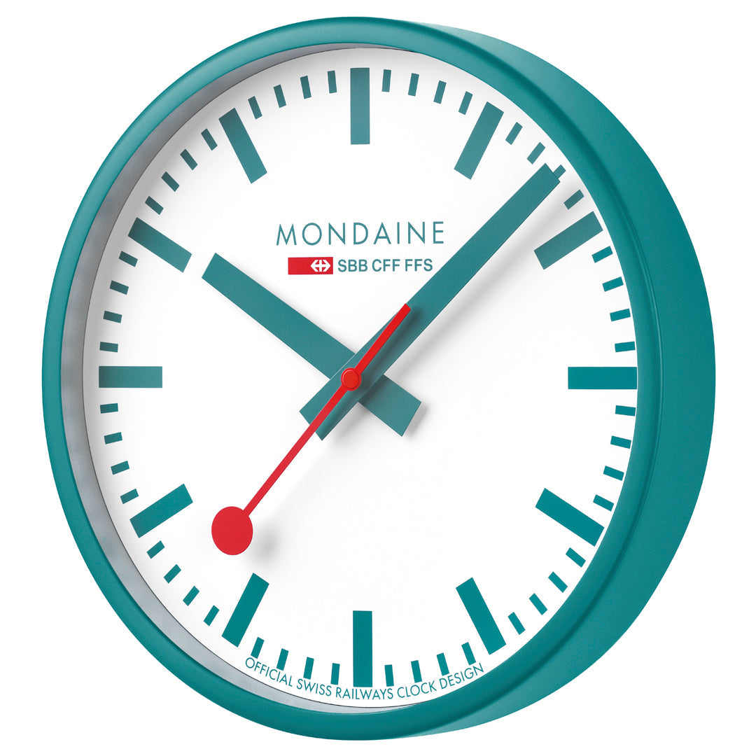 Mondaine Official Swiss Railways Teal Wall Clock 25cm A990.CLOCK.10SBD
